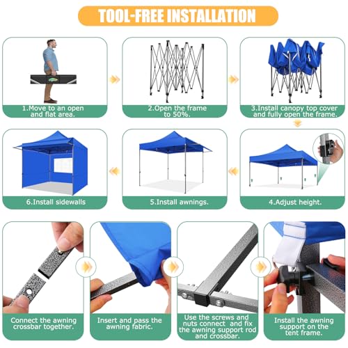 COBIZI 10x10 Pop Up Canopy Tent with Awning