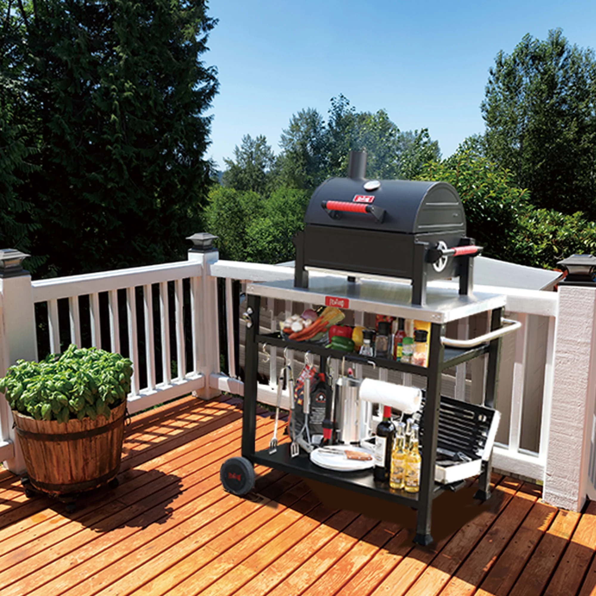 Feasto Portable Charcoal Grill Tabletop Grill with Cast Iron Grates and 354 Square in Cooking Area