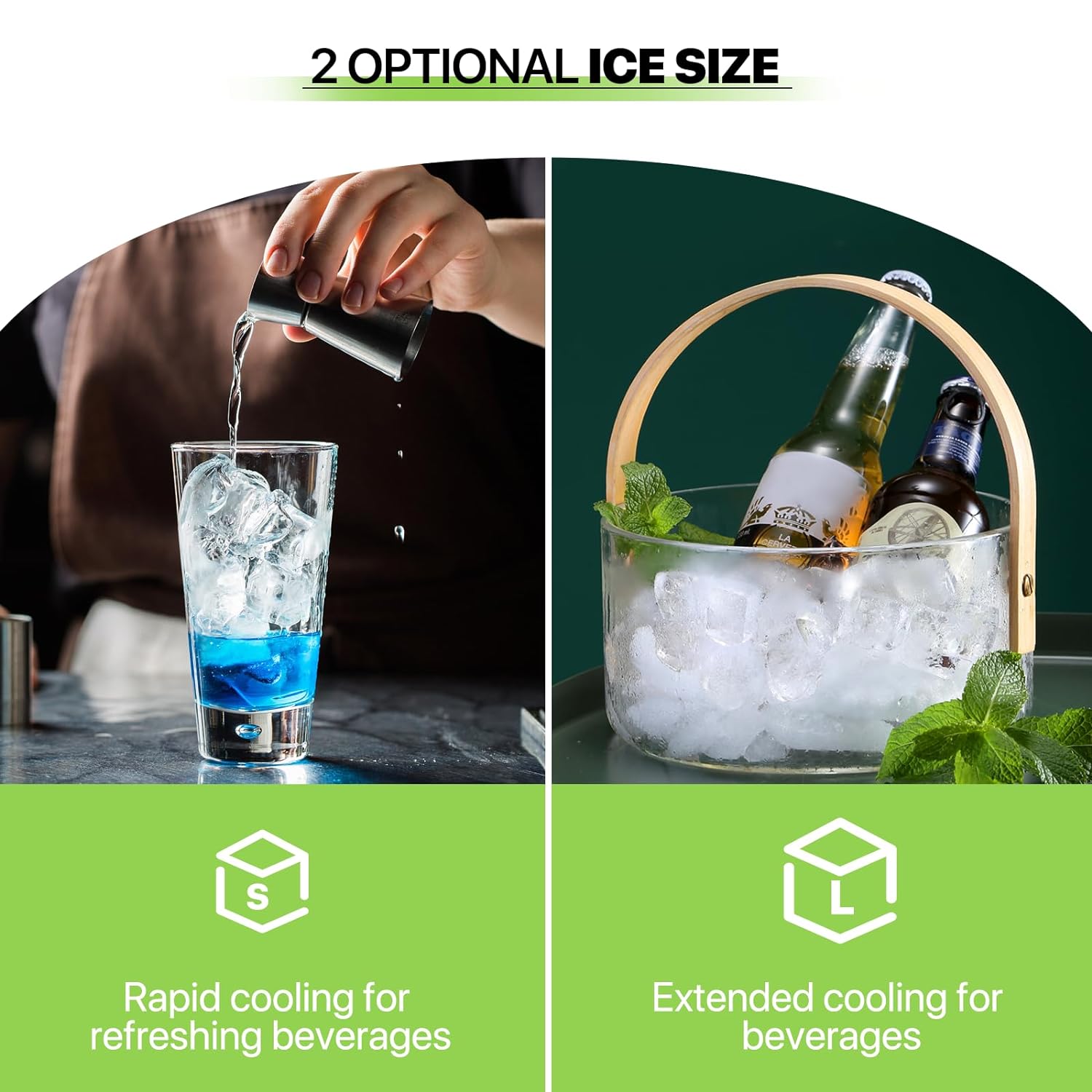 Ice Maker Countertop 9 Cubes Ready in 10Mins, 26lbs in 24Hours, 2 Sizes Bullet Shaped Ice, Ice Maker Machine with Ice Scoop and Basket