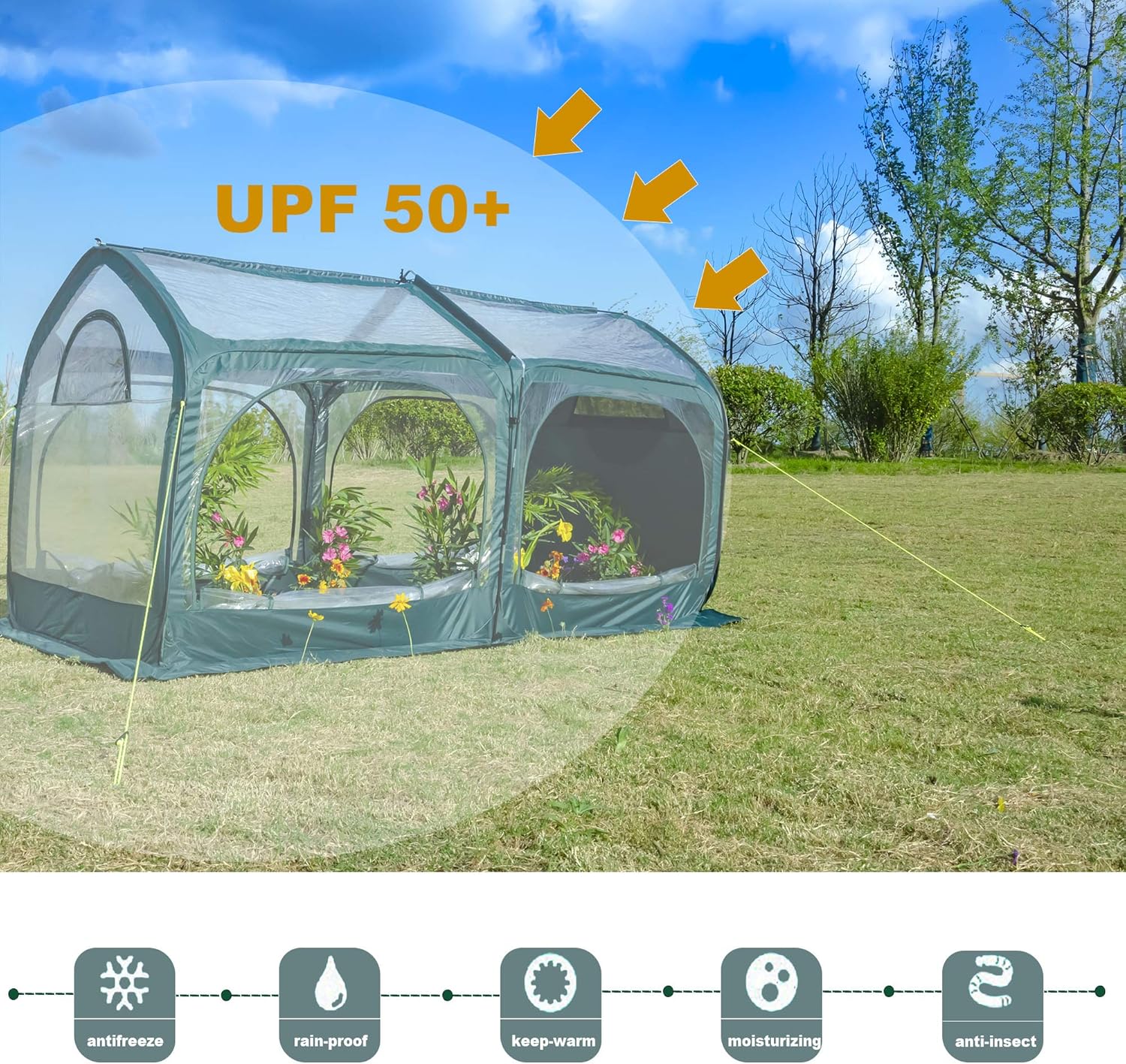 porayhut Pop Up Greenhouse Cover Flower House Mini Gardening Plant Flower Sunshine Room Room