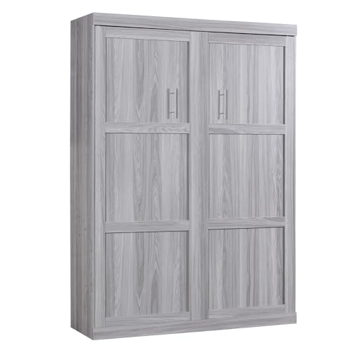 Full Size Murphy Bed with 2 Convertible Side Cabinet Storage Shelf, Foldable Wallbed Bedframe