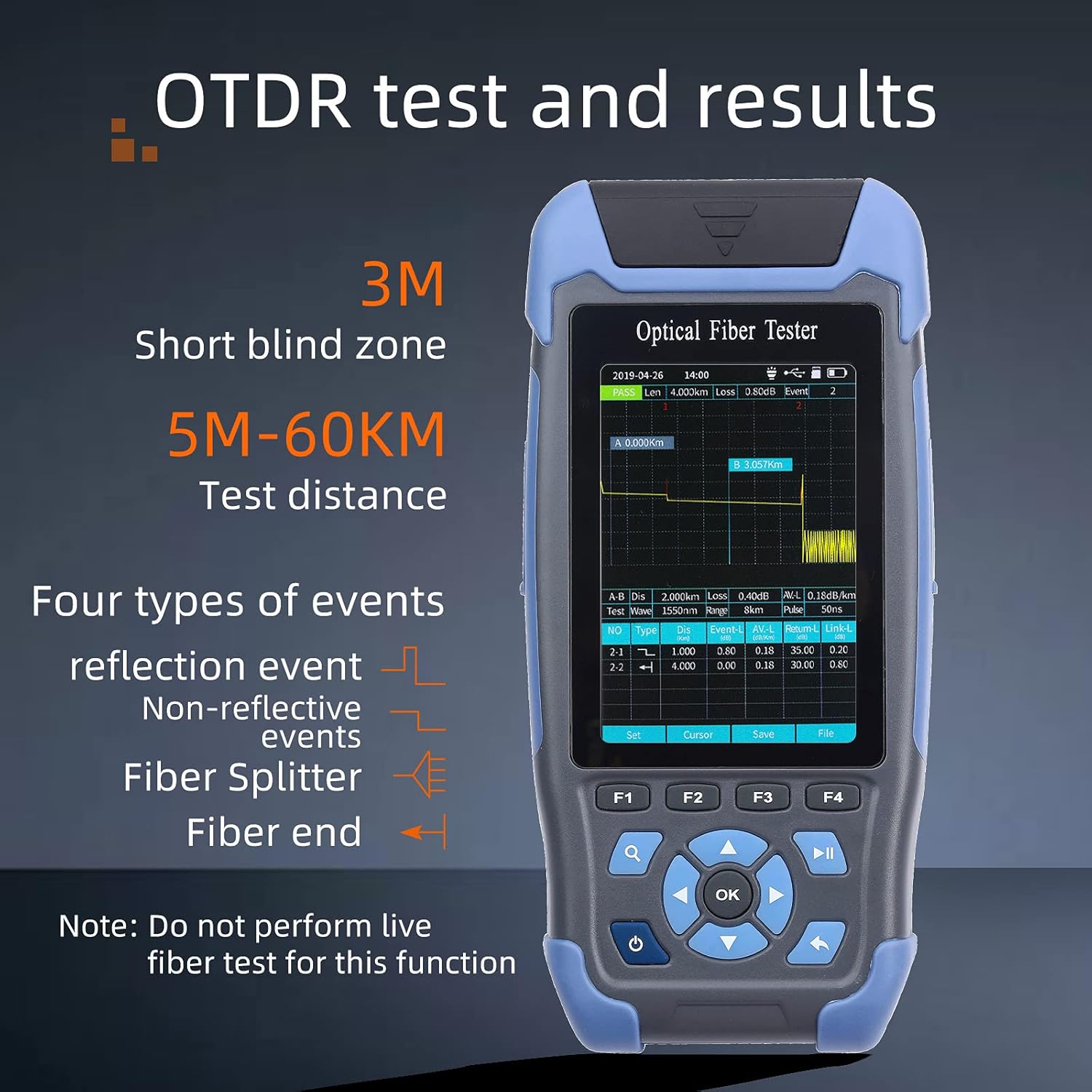 OTDR Fiber Optic Tester Mini-Pro 1310/1550nm SM Mulit Function Test OTDR Launch Cable Box Time Domain Reflectometer Cable Obstacle Detector with OPM