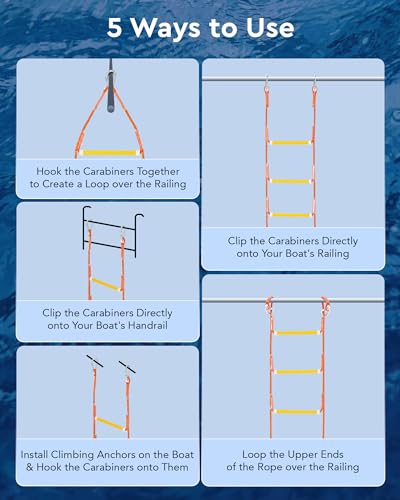 CO-Z 3 Step Removable Dock Ladder, Pontoon Boat Ladder with 350lb Load, Aluminum Swim Ladder with Wide Step & Nonslip Tread