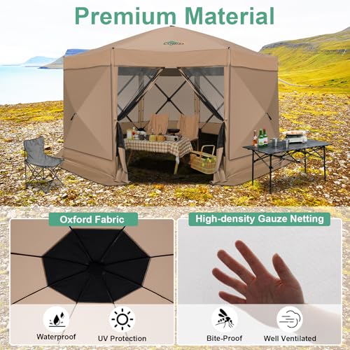 COBIZI 12x12ft Pop up Gazebo Screen Tent Screen House for Camping, Camping Outdoor Screened Gazebo, Canopy Tent