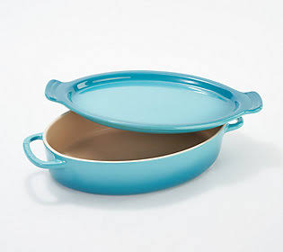 Le Creuset 3.7-Qt Oval Baker with Platter Lid ,Caribbean