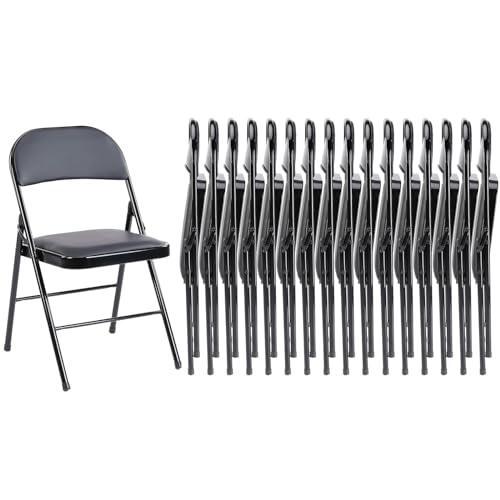 Sweetcrispy Folding Chair 12 Pack, Leather Padded Folding Chairs, Sturdy Metal Foldable Chairs, Easy to Use and Store, Outdoor and Indoor, for Home