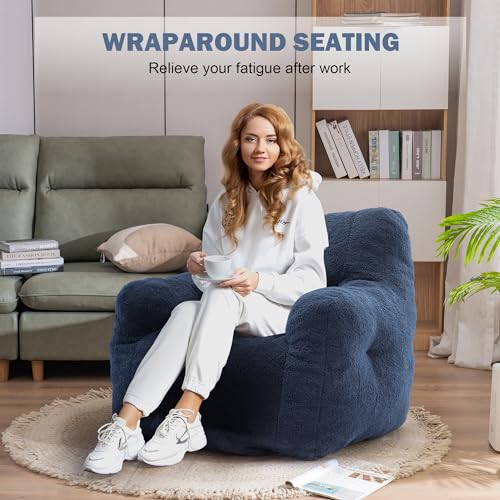 INMOZATA 3FT Bean Bag Chair for Adult Teens Kids(with Filler) Furniture - Soft Teddy Fabric Lazy Sofa Chair