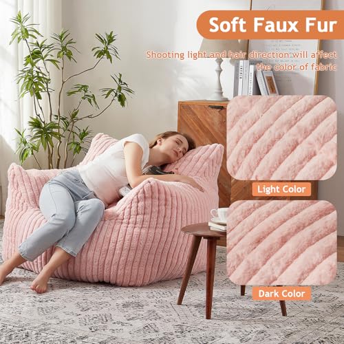 Giant Bean Bag Chairs for Adults with Filling Plush Fluffy Bean Bag Chairs for Teens with Armrests Comfy BeanBag Lazy Couch Sofa Chair for Bedroom