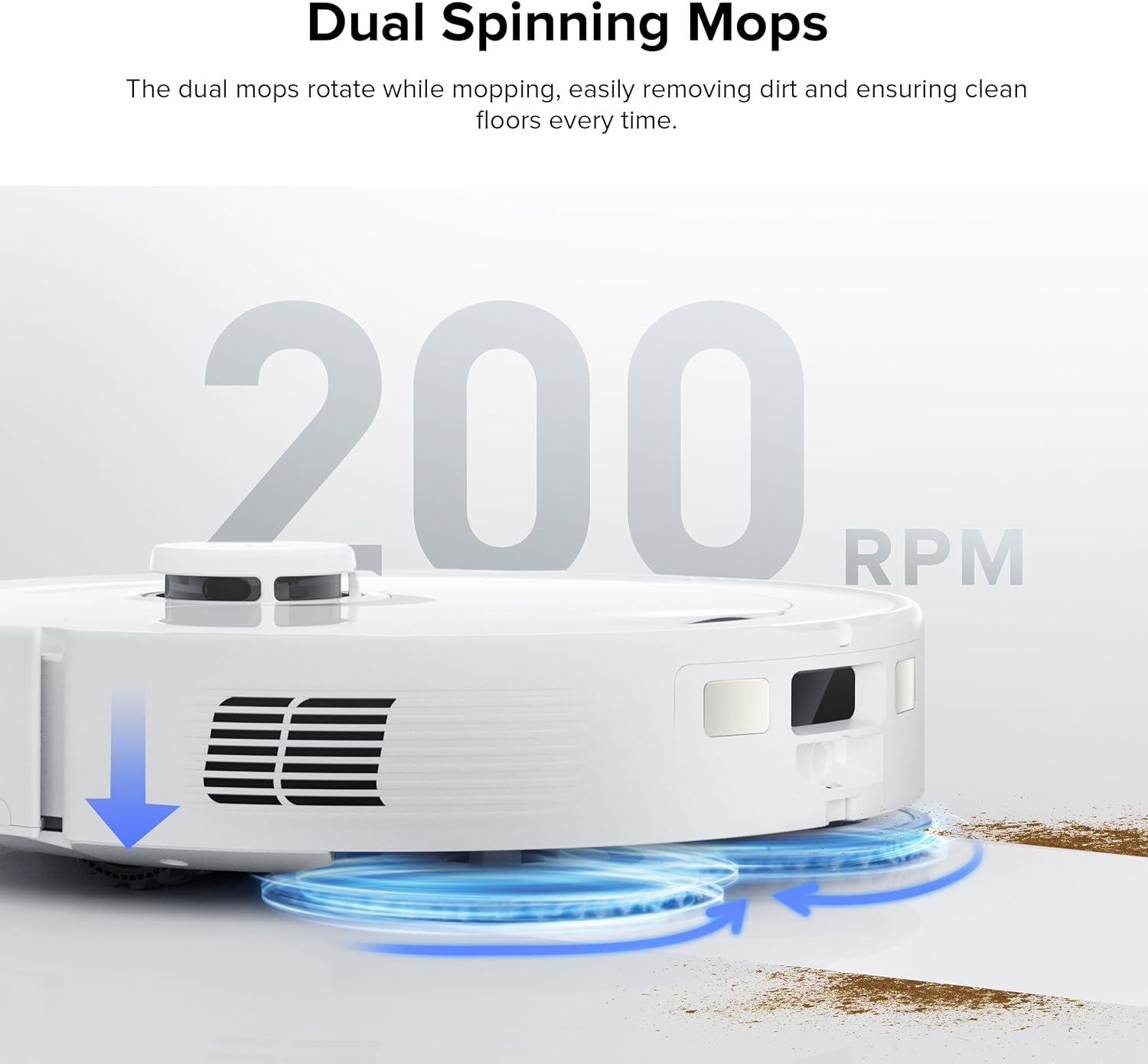 roborock QX Revo Robot Vacuum and Mop Combo, Self-Drying, Auto Mop Washing, Dual Spinning Mops, 7mm Mop Lifting, Self-Refilling, Self-Emptying