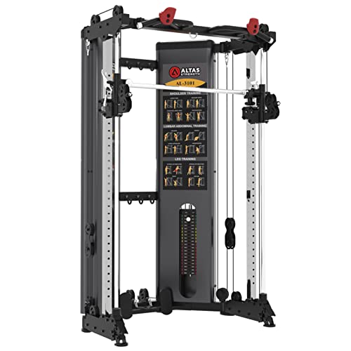 Altas Strength Folding Home Gym Smith Machine with Pulley System Gym Squat Rack Weight Bar Upper Body Strength Training Leg Developer Commercial