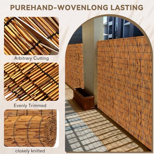 Bamboo Reed Fencing, Light Russet Bamboo Fence Rolls 6 Feet High