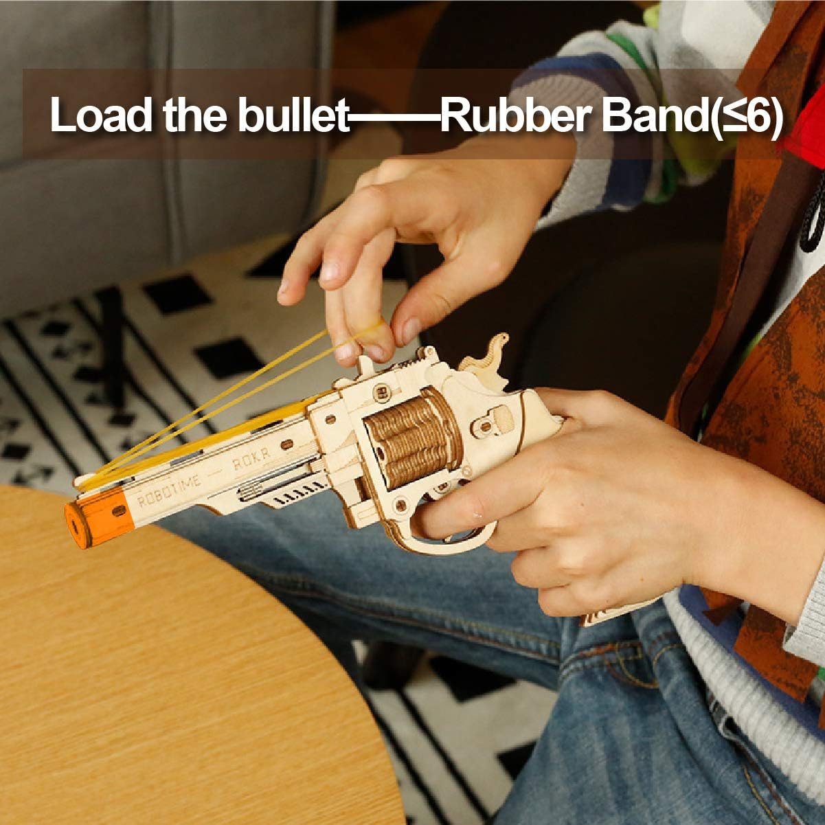 ROKR 3D Wooden Puzzle DIY Building Toys Mechanical Model - Multi-Player Game with Wood Targets &Rubber Bands, Gifts for Boys/Girls/Adults
