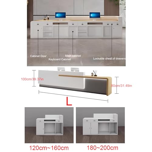 Reception Desk with Counter,Open Front Desk Reception Counter with Lockable Drawer & Door Cabinet