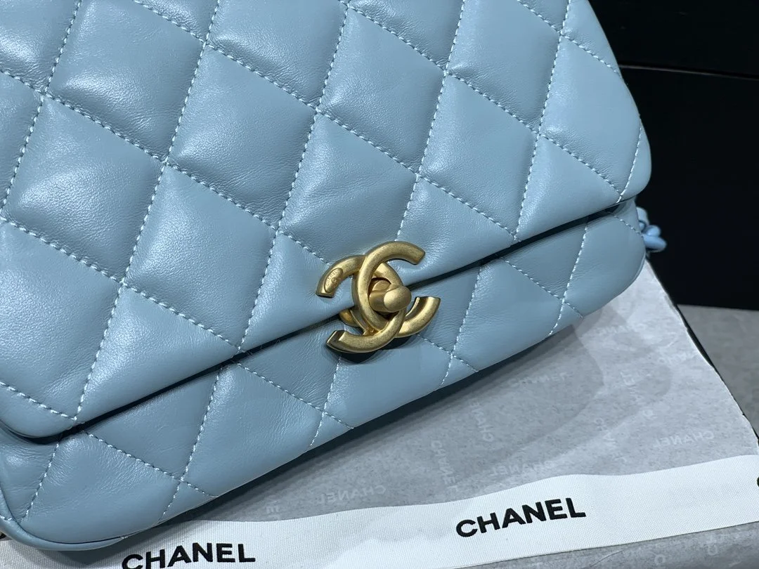 Chanel Small Flap Bag Gold-Tone Metal Blue Bag For Women 16cm/6.2in