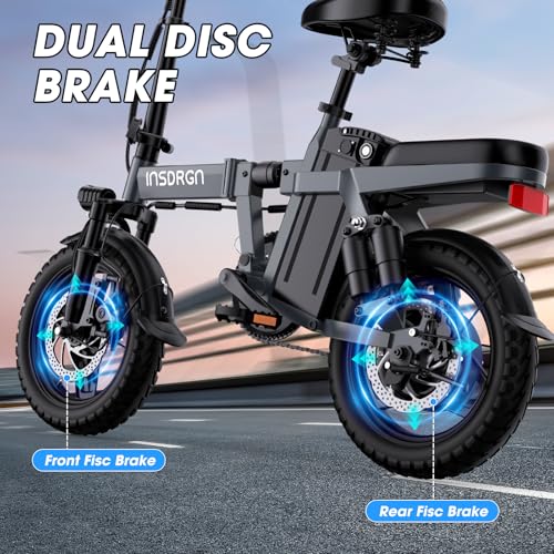 Electric Bike for Adults,14" Folding Adult E Bike with 500W Motor,20 mph,28 Miles Range,Advanced 9-Point Suspension & Pro-Level 44.99% Brake Ratio