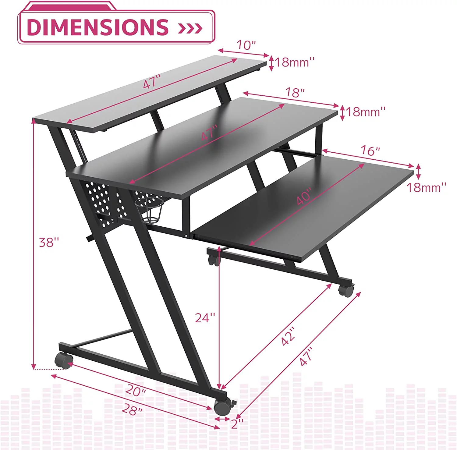 Music Studio Producer Recording Piano Desk Workstation Table - Radiant Selections