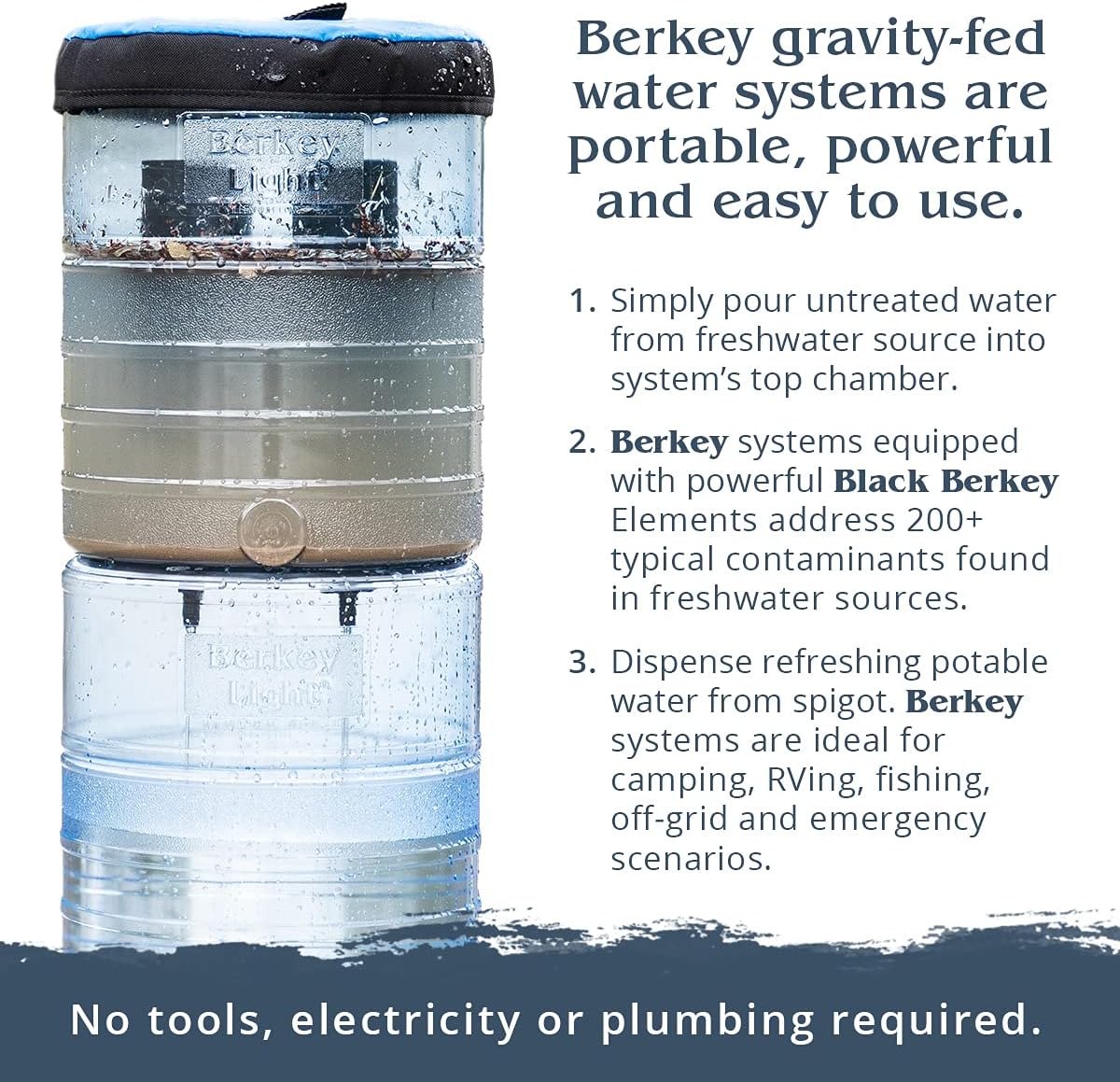 Royal Berkey Gravity-Fed Water Filter with 2 Black Berkey Purification Elements