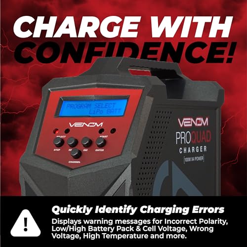 Venom Power - Pro Quad LiPo Battery Fast Charger with LCD Screen - 4 Ports at 100W Each