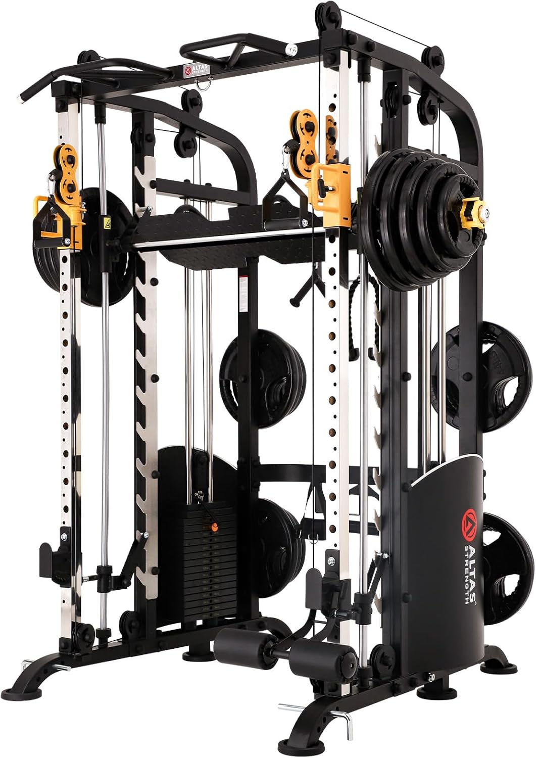 Altas Strength Smith Machine Light Commercial Home Gym Total Body Cage Workout Gym Equipment Tower Squat Rack with Pulley Ratio 2:1 Weight Lifting