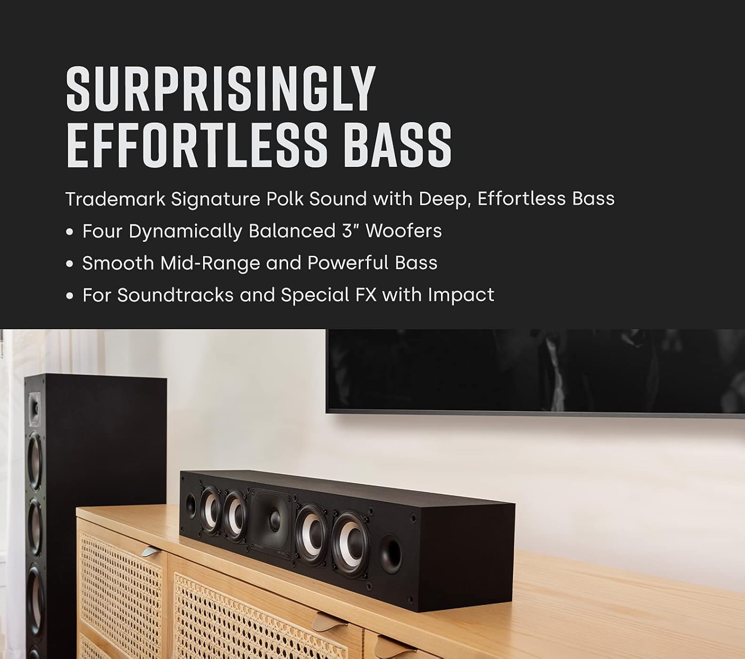 Polk Monitor XT35 Slim Center Channel Speaker - Hi-Res Audio Certified, Dolby Atmos & DTS:X Compatible