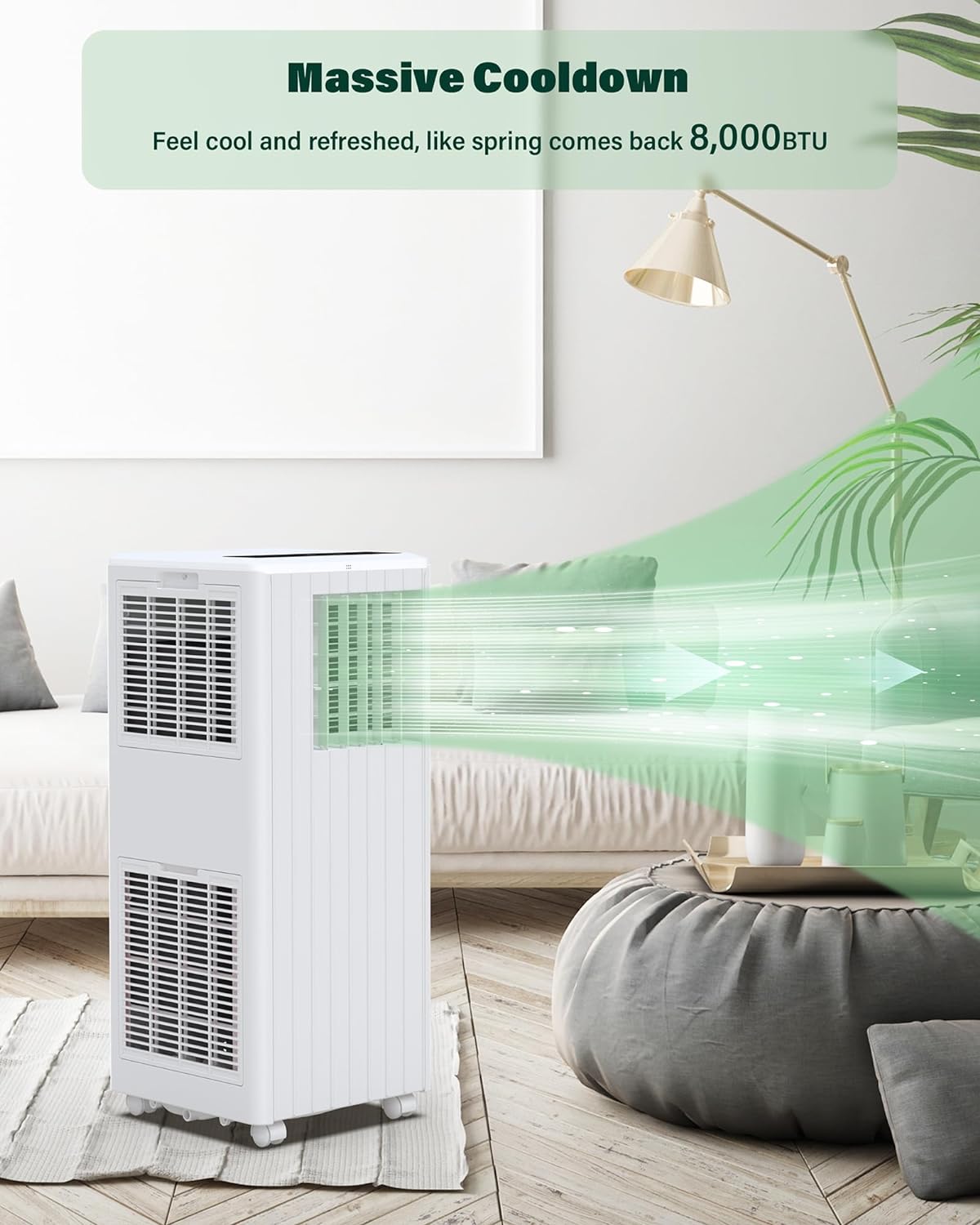 Portable Air Conditioners, 8000 BTU Air Conditioner Portable for Room up to 350 Sq. Ft. with Remote Control, White