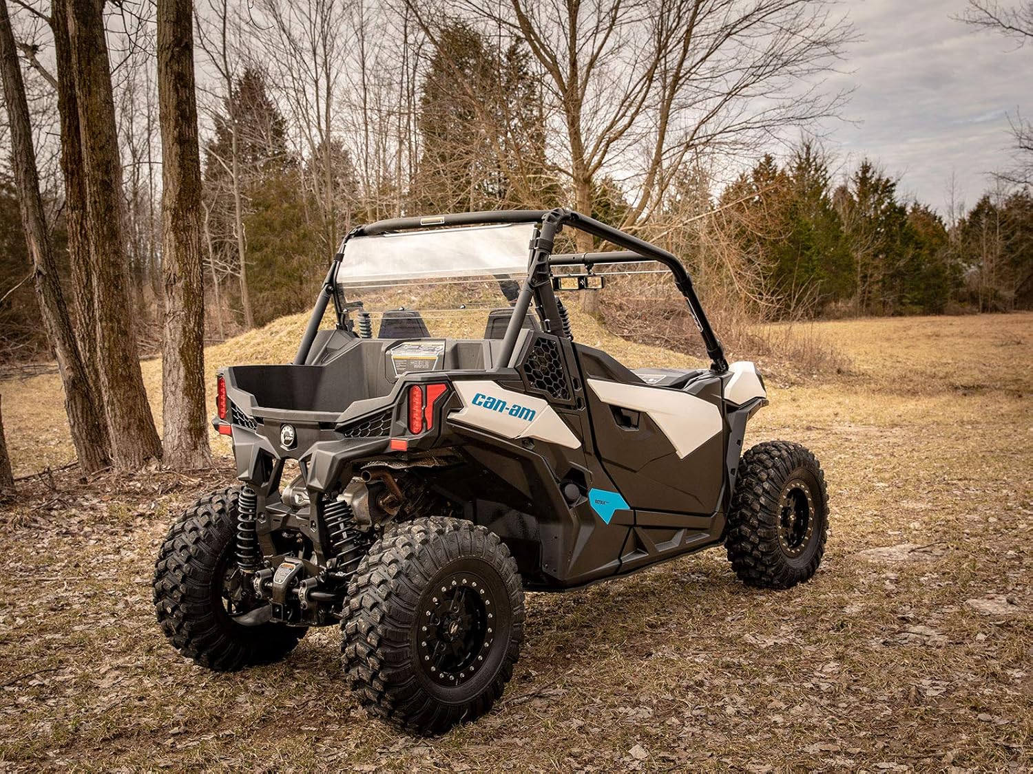 SuperATV 1/4 Clear Polycarbonate Full Rear Windshield for 2018+ Can-Am Maverick Trail 800/ 800 DPS / Maverick Trail 1000 /1000 DPS | 250X Stronger