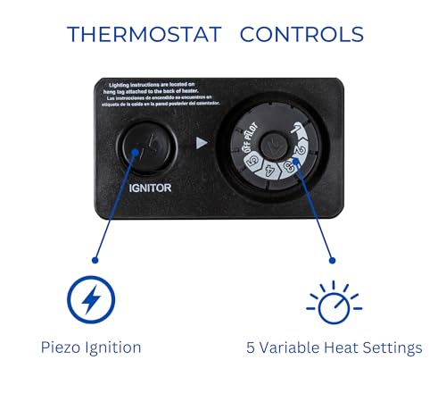 ProCom ML100TBAHR Ventless Propane Gas Blue Flame Space Heater with Thermostat Control for Living Room, Bedroom, Home Office, 10000 BTU