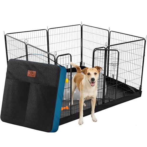 PJYuCien Dog Playpen Plus Storage Bag, 32" H 8 Panels Puppy Pen with Square Bottom, Heavy Duty Dog Fence for Puppies/Small Dogs