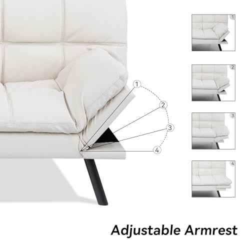 71" Convertible Futon Sofa,Faux Leather Futon Couch Bed,Sleeper Sofa Bed,Memory Foam Modern Folding Small Loveseat for Living Room,Office,Apartment