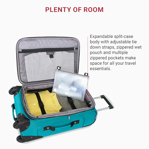 SwissGear Sion Softside Expandable Roller Luggage, Teal, 3 Piece Set (21/25/29)