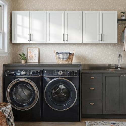 Wall Storage Cabinet - Kitchen Laundry Wall Amount Cabinet with Two Shaker Doors and Shelf, in Grey, 24'Wx2 Pcs
