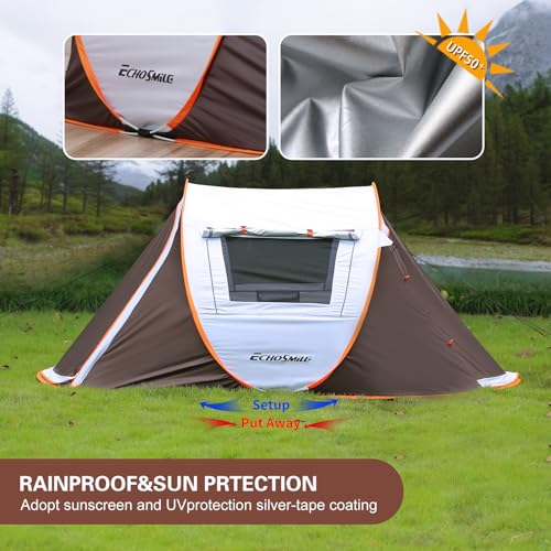 EchoSmile Camping Instant Pop Up Tent, 2/4/6/8/10 Person, Water Resistant Dome, Easy Setup for Camping Hiking and Outdoor, Portable with Carry Bag
