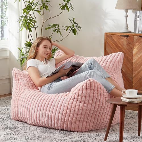 Giant Bean Bag Chairs for Adults with Filling Plush Fluffy Bean Bag Chairs for Teens with Armrests Comfy BeanBag Lazy Couch Sofa Chair for Bedroom