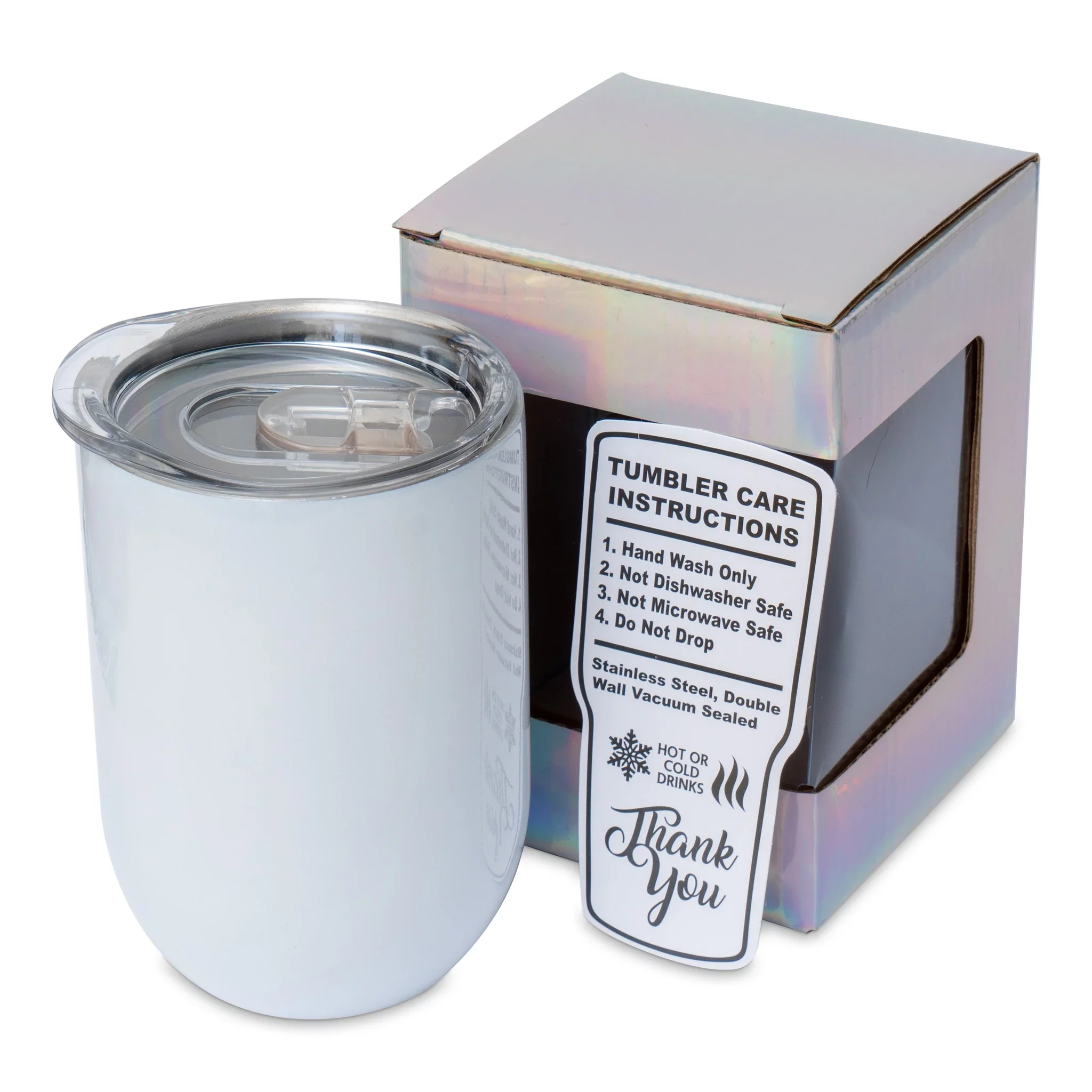 Makerflo 12oz Stright Wine Sublimation Blank Stainless Steel Insulated Travel Tumbler with Splash Proof Lid , for Tea, Wine, Water, Hot Cold Drink