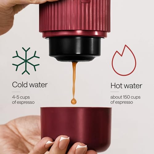 Portable Espresso Maker for Travel - Coffee Maker 5 Cup with Cold Water, 150 Cup with Preheated Water - Expresso Coffee Machine for Grounds