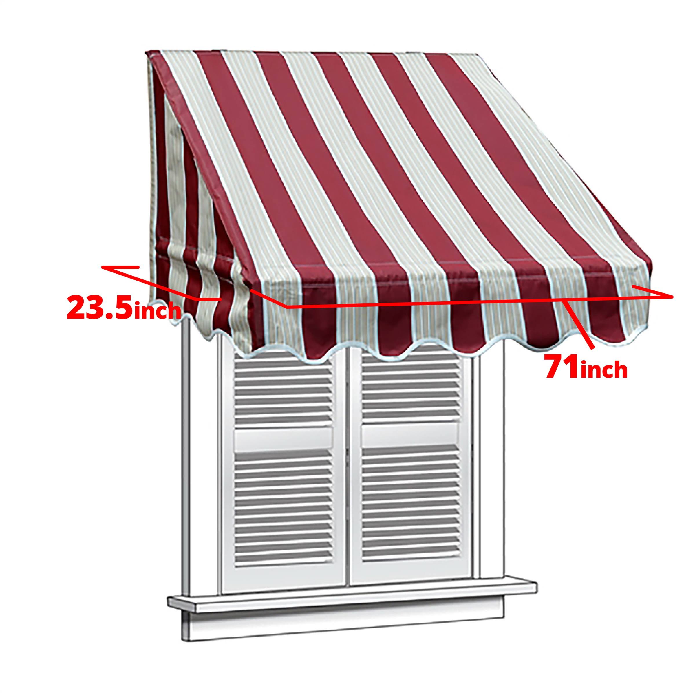 Aleko 6& x 2& Window Awning Door Canopy, Multistripe Red