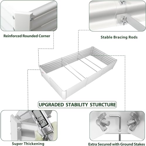 A ANLEOLIFE 8X4X1.5 ft Galvanized Raised Garden Beds Outdoor, Oval Large Metal Planter Box for Planting Vegetables Flowers Herb