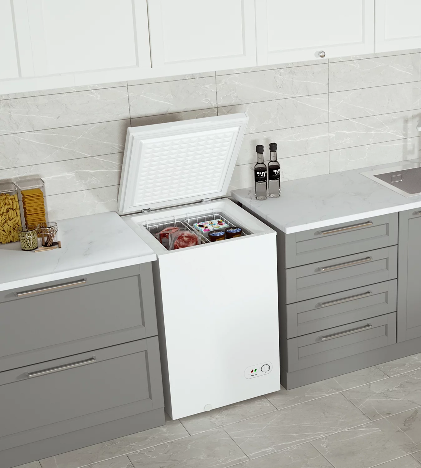 Northair Chest Freezer - 3.5 Cu Ft with 2 Removable Baskets - Reach In Freezer Chest - Quiet Compact Freezer - 7 Temperature