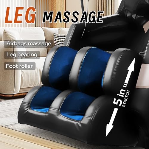 Zero Gravity Massage Chair, Full Body Recliner with Heating, Bluetooth Speaker, Airbags, Touch Screen, Phone Stand, Foot Roller, Black
