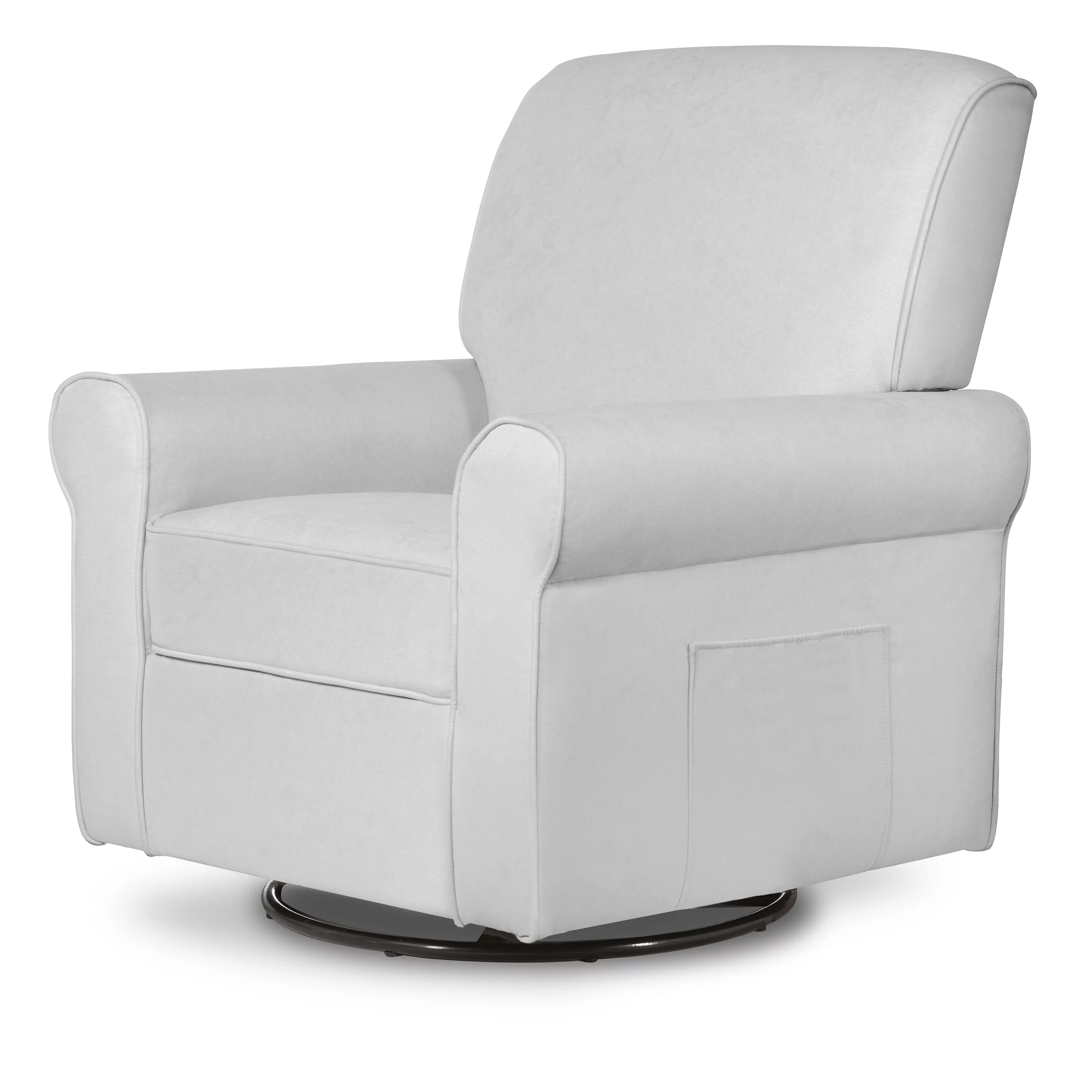 Evolur London Upholstered 360 Swivel l Glider I Rocker I Nursery Glider I Durable Soft Fabric in Gray Finish