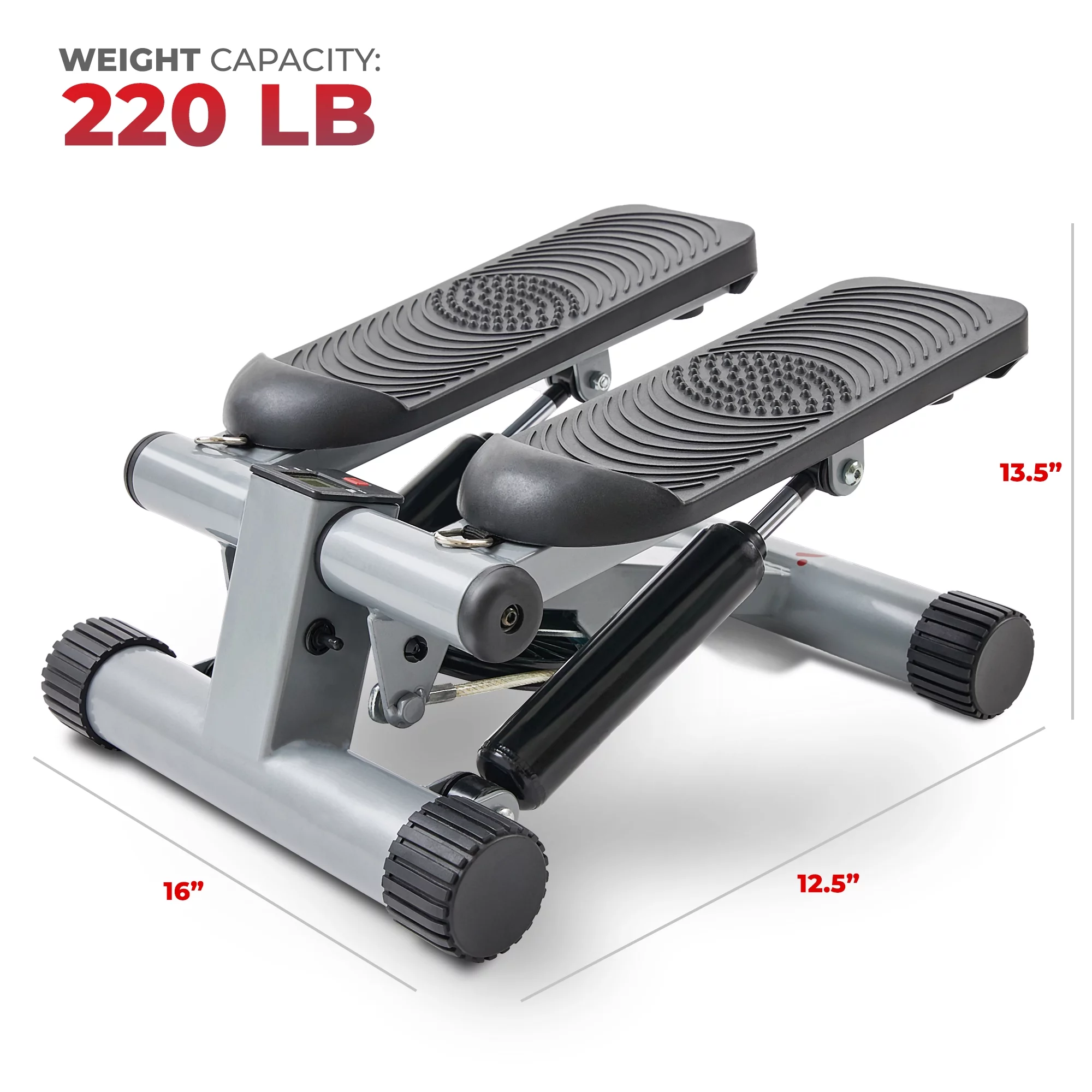 Sunny Health & Fitness NO. 012-S Mini Stepper Step Machine w/ Resistance Bands and LCD Monitor