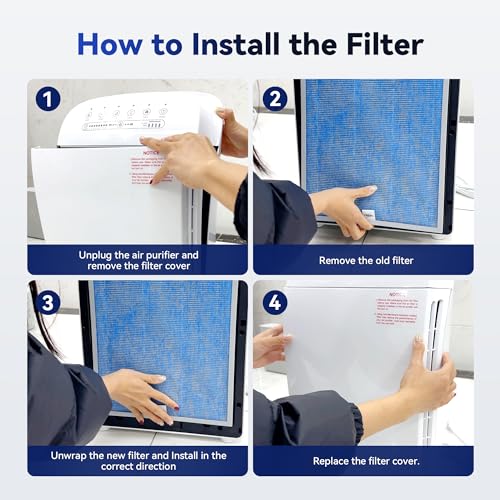 MSA3S Smart Air Purifier for Bedroom, Membrane Solutions Alexa Air Purifiers for Home Large Room With AQI, Auto Mode & H13 HEPA Filter
