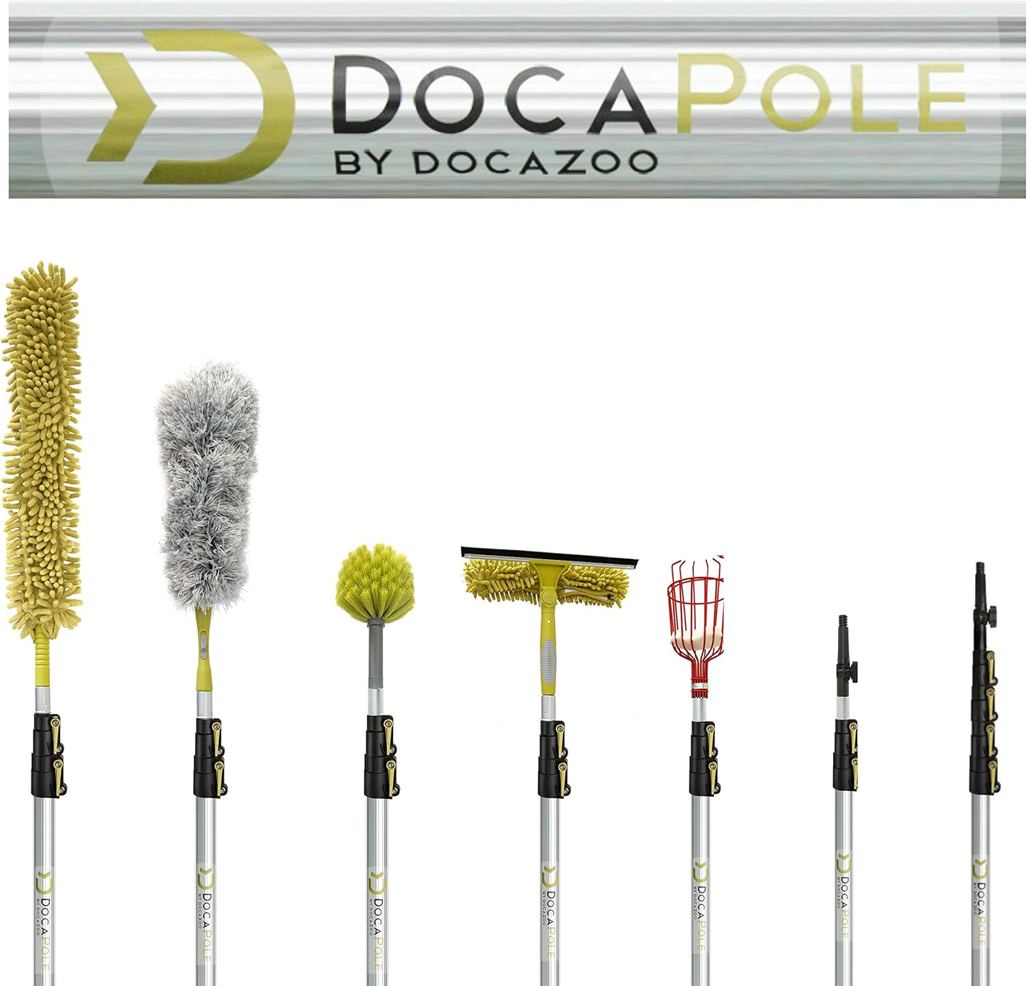 DocaPole 6-24 Foot Extension Pole – Multi-Purpose Telescopic Pole // Light Bulb Changer // Paint Roller // Duster Pole // Telescoping Pole for Window