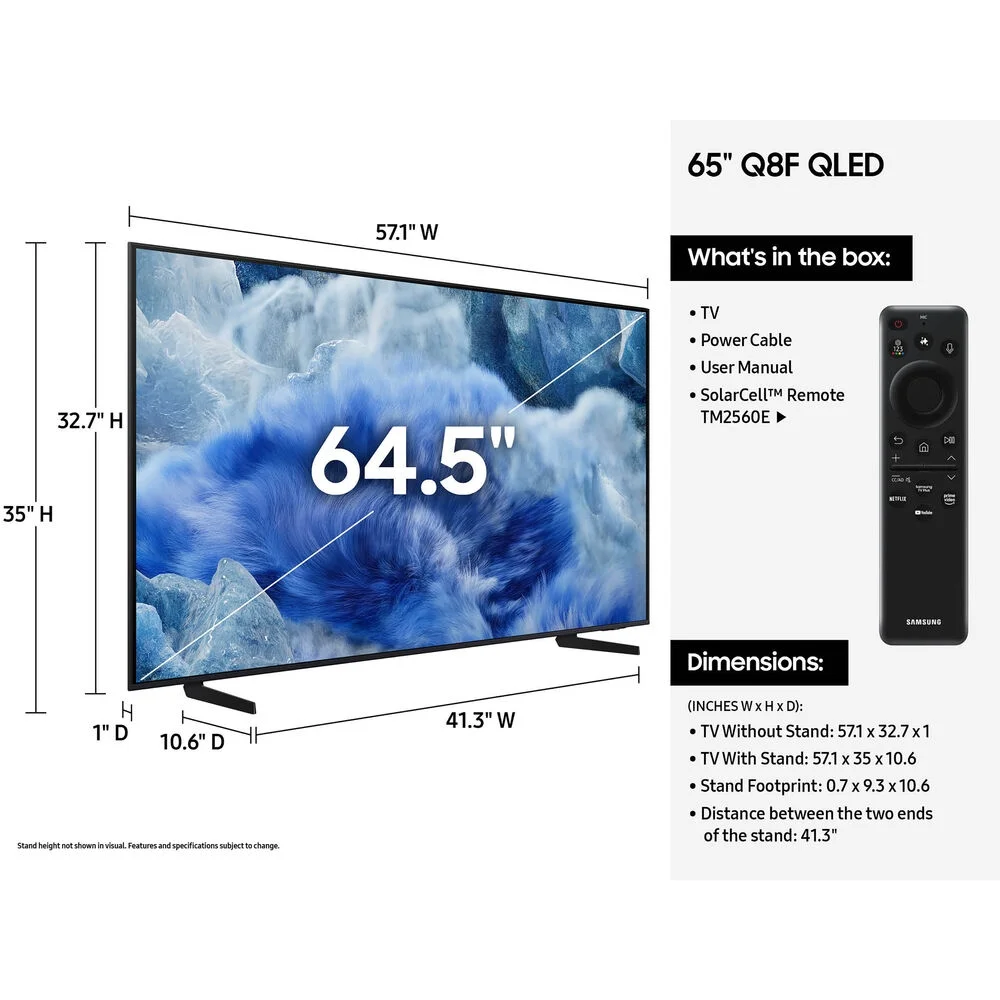 Restored Samsung 65” Class Q8F Series QLED 4K UHD SamsungVision AI Smart Tizen TV QN65Q8FAAFXZA