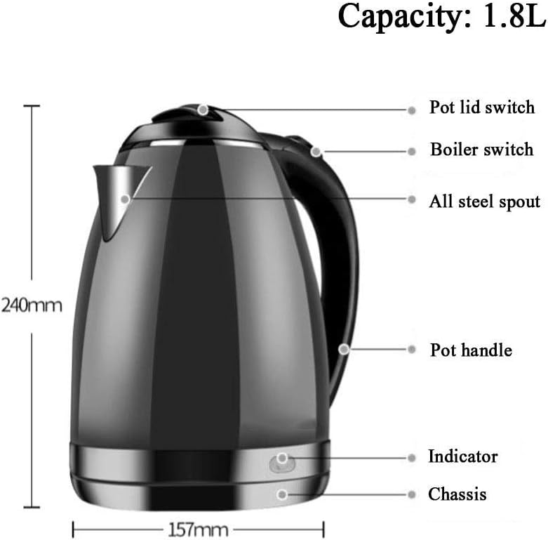 Kettles electric Automatic Power Off Household Large Capacity 24 Hours Insulation 1500W Insulation Integrated Stainless Steel 1.8L Purple (Color :