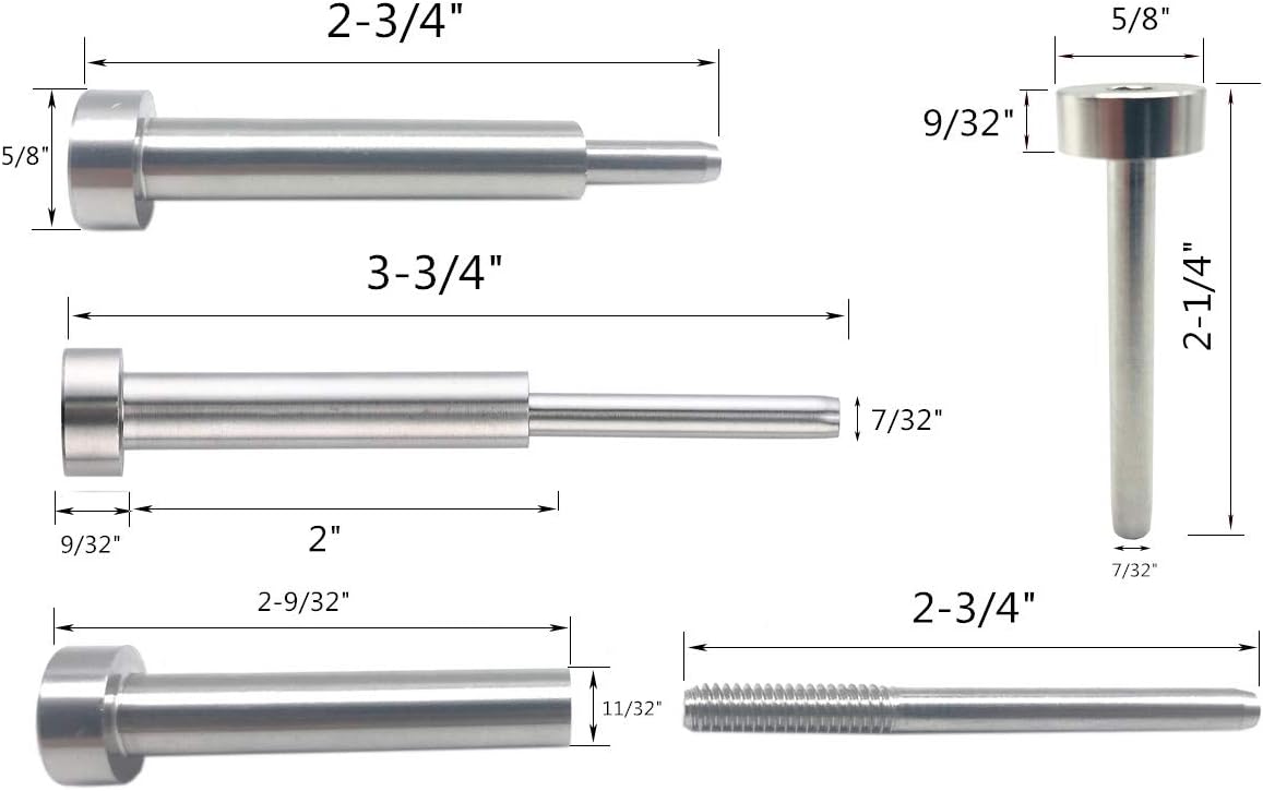 Patavin Cable Railing Kit Invisible Stud & Stud Receiver for 1/8 Deck Railing, Threaded End Fitting Stainless Steel