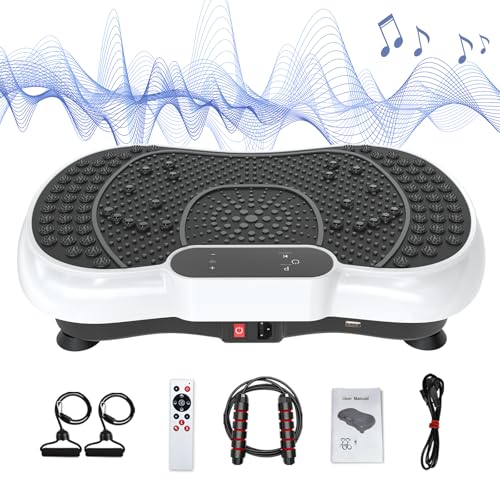 Vibration Plate Exercise Machine for Weight Loss – 100-Speed Platform with Bluetooth Speaker, Remote & Bands