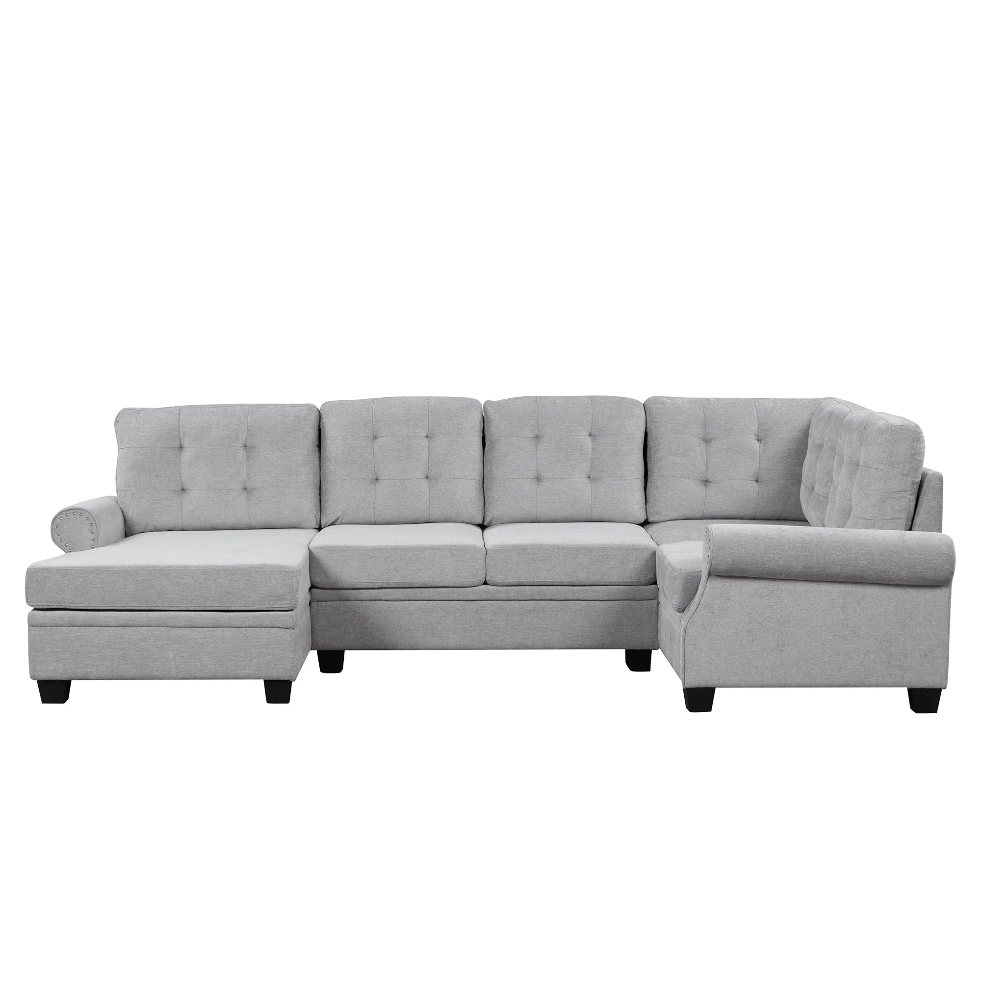 Aisha Modern U-Shaped Corner Sectional Sofa - Gray