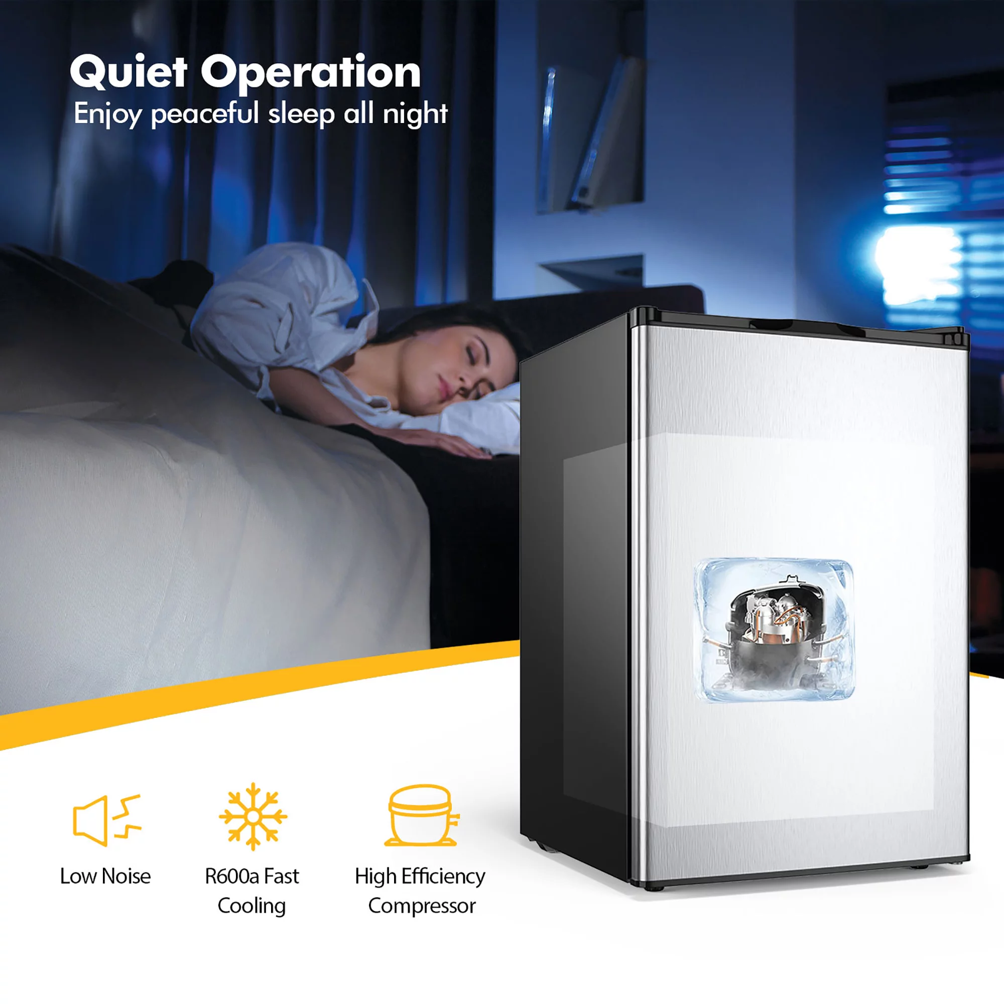 STAKOL 3 cu.ft. Compact Upright Freezer w/Single Stainless Steel Door Removable Shelves