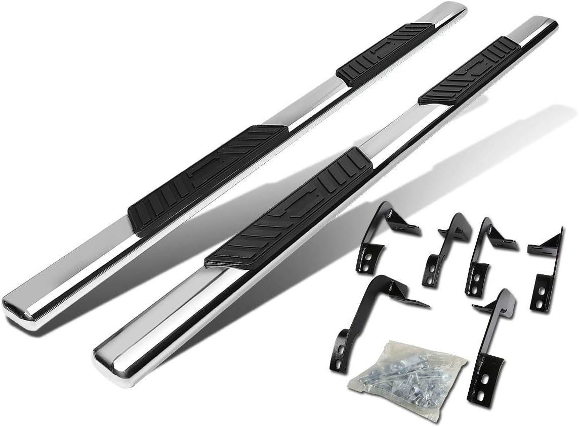 5 Inches Oval Tubing Side Step Nerf Bar Running Board Compatible with Dodge Ram 1500 2500 3500 Crew Cab 4-Dr 09-20, Stainless Steel, Polished Chrome
